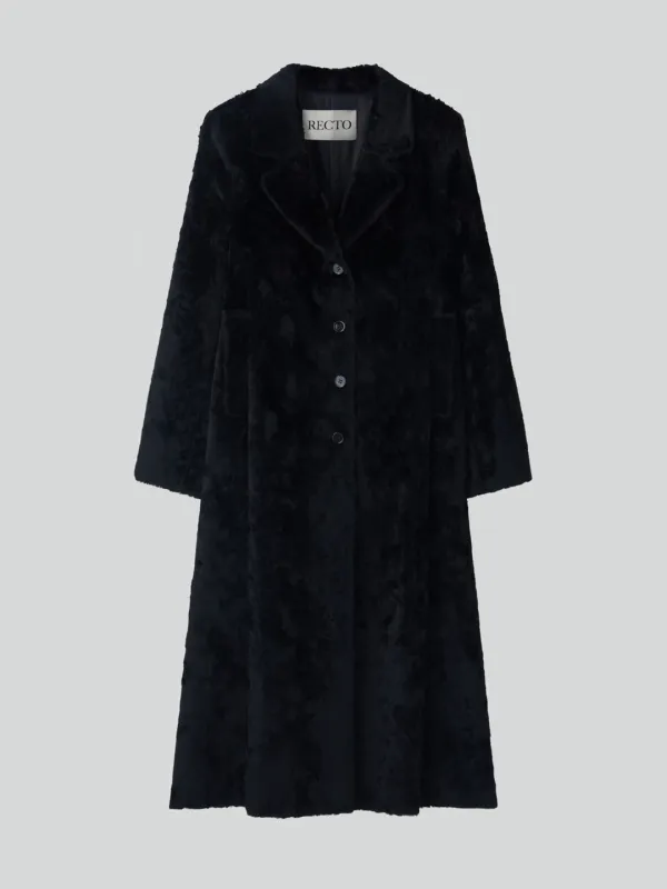 SLIM FIT FAUX FUR COAT (BLACK)