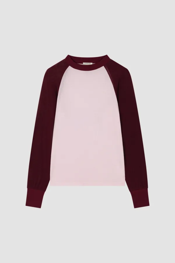 COLOR COMBI RAGLAN T-SHIRT_PINK/BURGUNDY