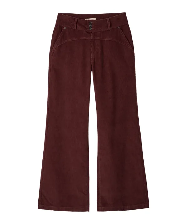 Velvet Corduroy Bootcut Pants-Burgundy