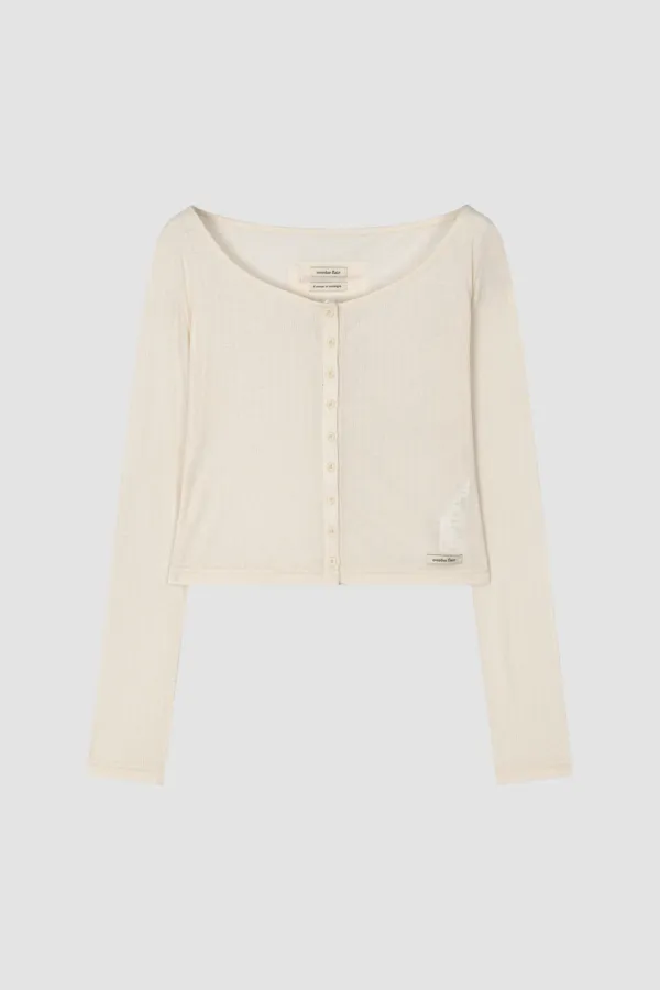 WIDE NECK MINI CARDIGAN_CREAM