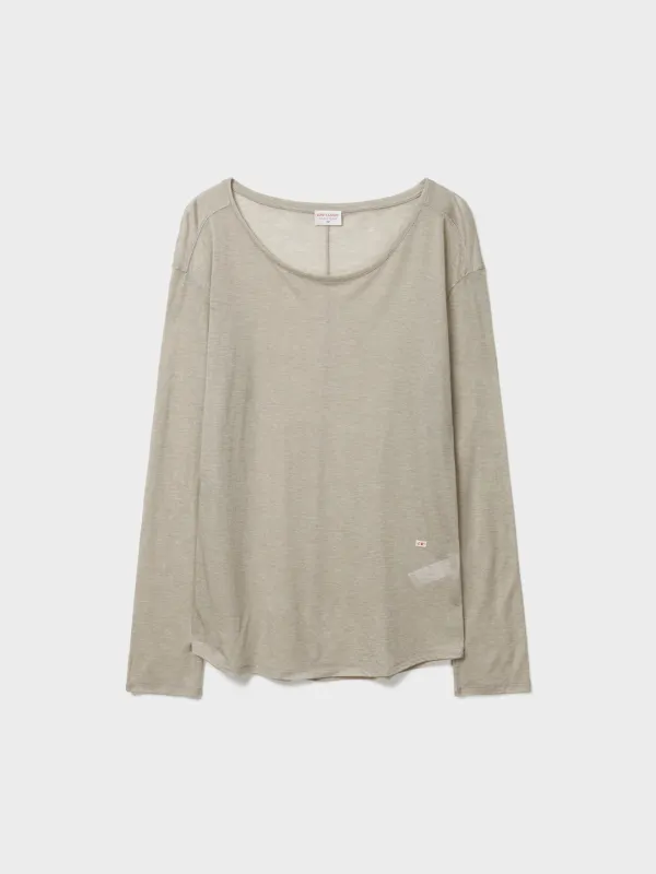 Wool Tencel Long Sleeve T-Shirt_Beige