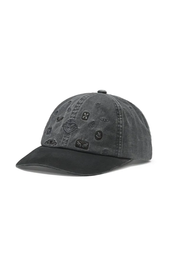 Washed needlework ball cap (Charcoal)