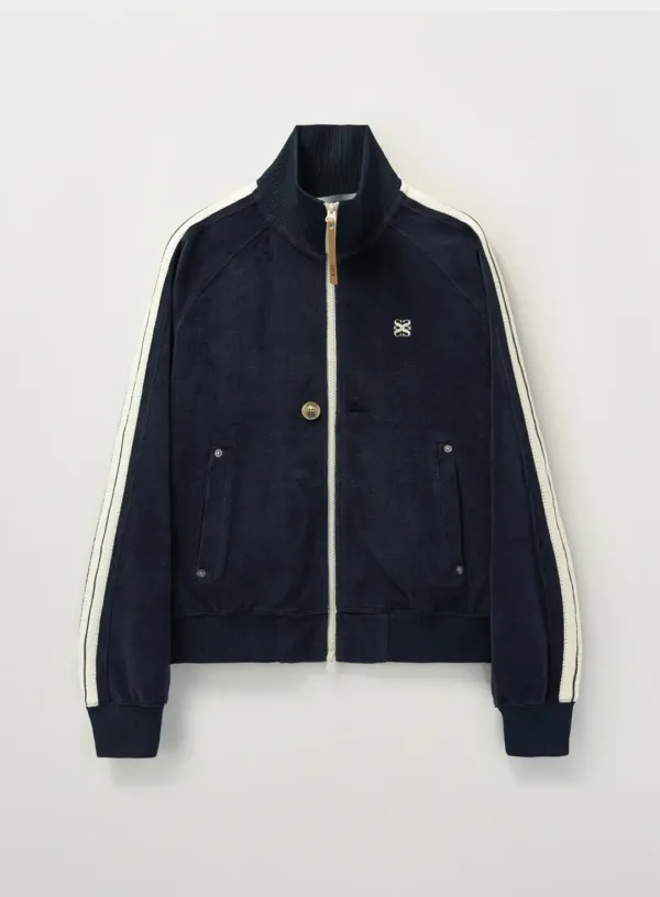 (W) Lawton Velour Track Zip-up Jacket - Navy