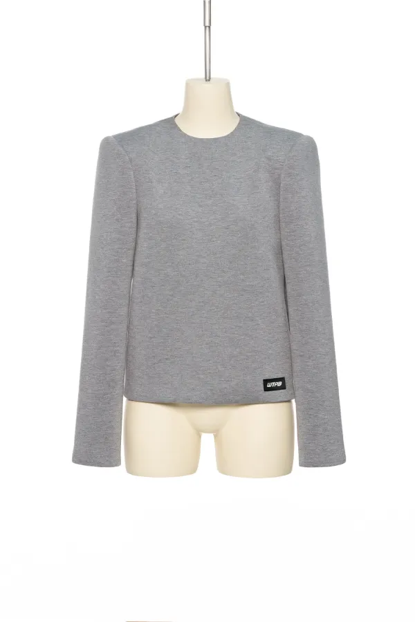 FW25 GRAY CURVY SHOULDER TOP