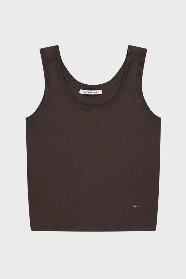COTTON KNIT SLEEVELESS TOP (BROWN)