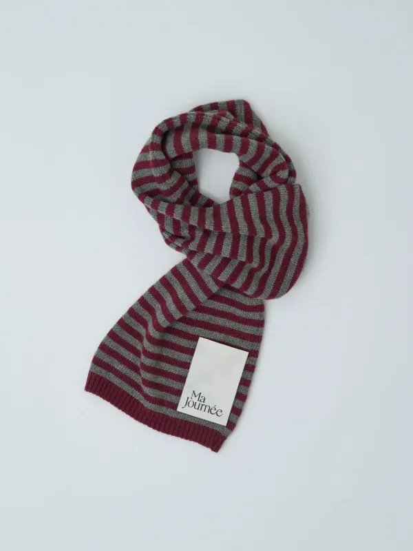 [3차 리오더] CASHMERE STRIPE MUFFLER_RED/GREY