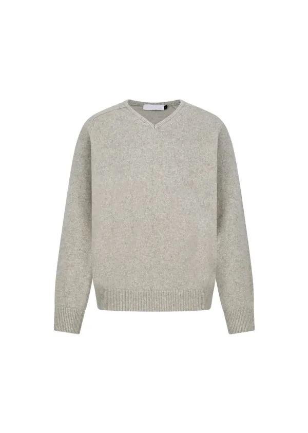 Racoon v-neck knit, Beige