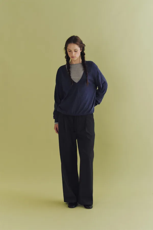 Drew stripe banding slacks (charcoal)