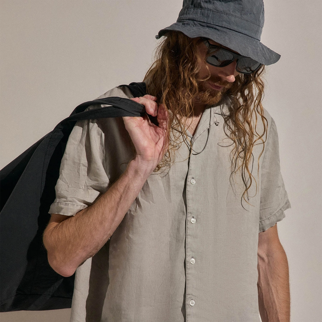 제임스펄스 Lightweight Linen Short Sleeve Shirt - Fog Pigment 상품 이미지 1