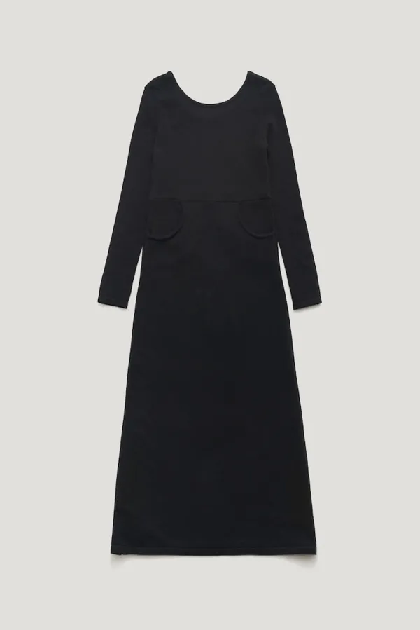 [WOOL 50%] LOS MAXI POCKET WOOL KNIT DRESS_BLACK / ₩179,000