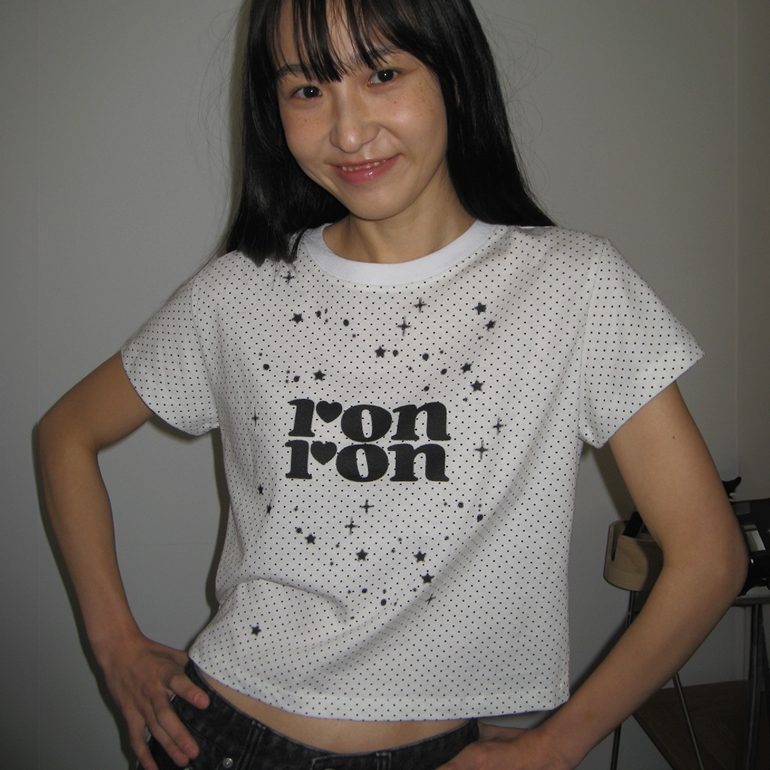 론론 MILKY WAY CROP T SHIRT WHITE DOT 상품 이미지 1