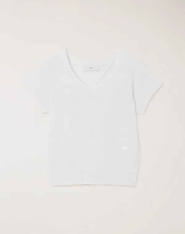 SUMMER LINEN V-NECK KNIT NATURAL CREAM