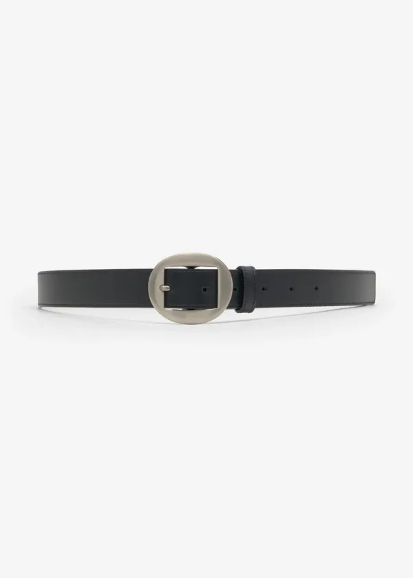 W BOHO OVAL BUCKLE BELT - BLACK