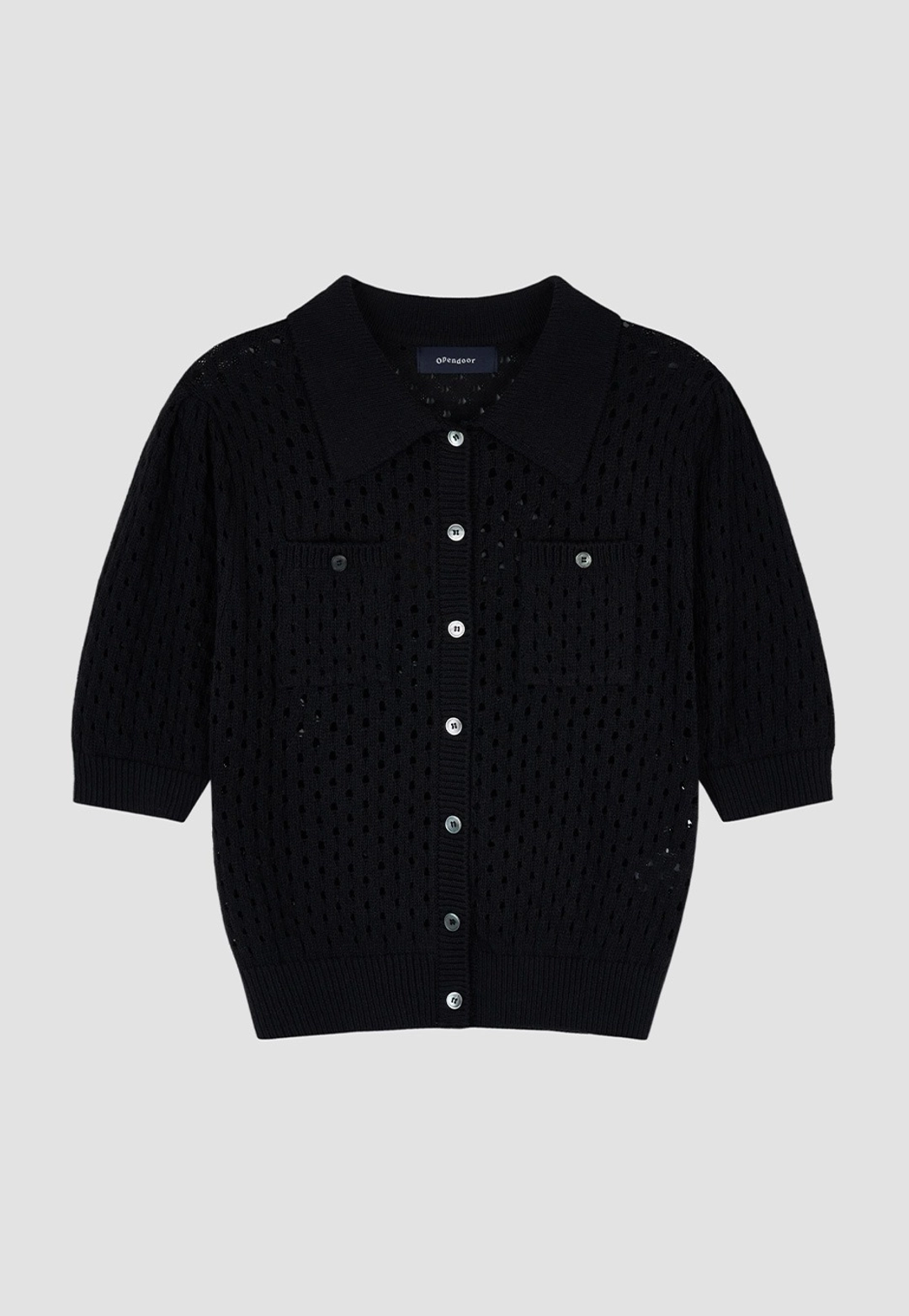 오픈도어 Hole in twide knit Black 상품 이미지 1