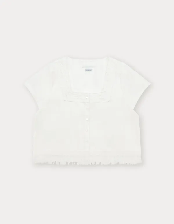 Fringe Lace Blouse - Ivory