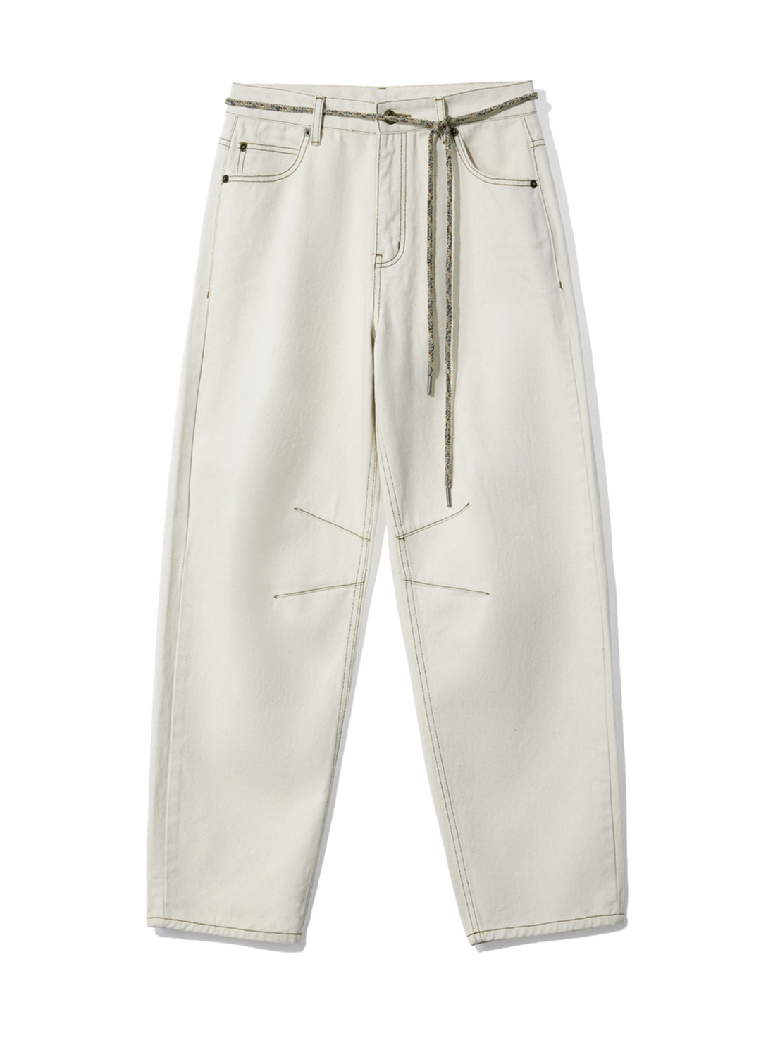 메종드이네스 (BELT-SET) CURVED BAGGY JEANS _IVORY 상품 이미지 3