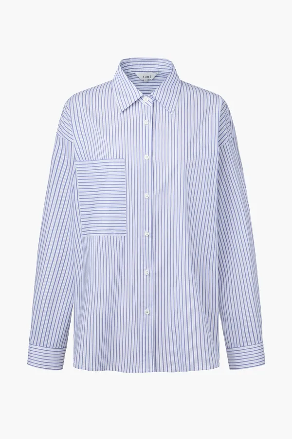 [1st Re-order] Wrinkle Free Over-Fit Shirt, Blue Stripe