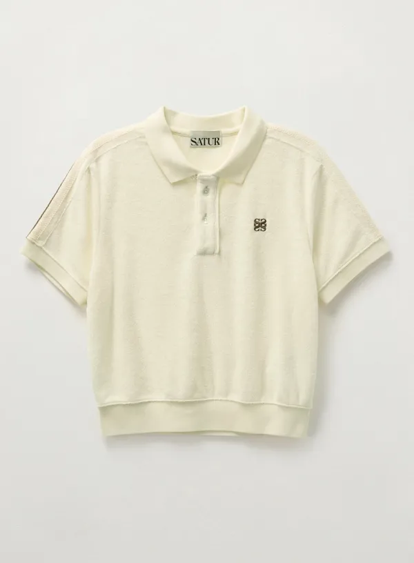 (W) Lawton Terry Pique Polo T-Shirt - Cream