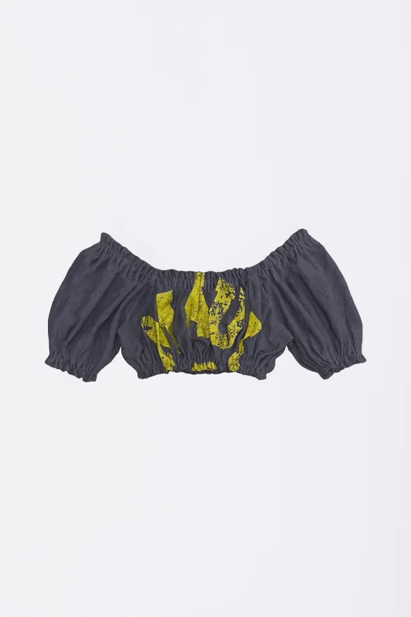 Crinkle Volumer Top Dusty Navy