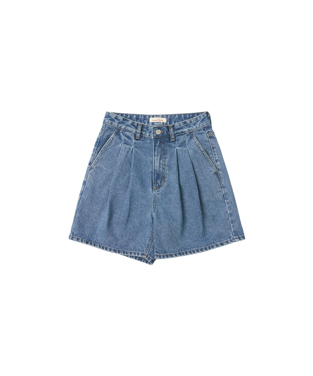 반원 아뜰리에 P3245 투턱 데님 쇼츠_Medium blue 상품 이미지 3
