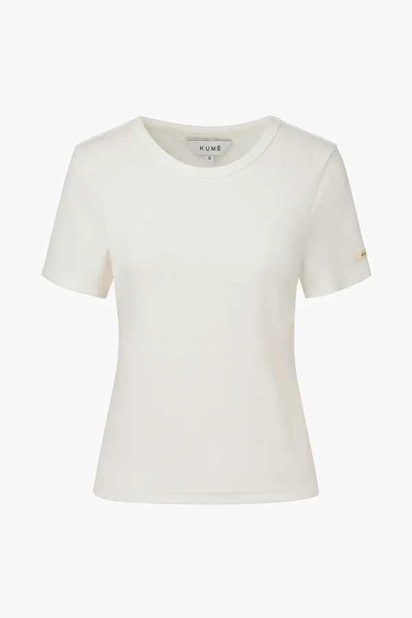 Semi-Cropped Cotton T-shirt, White