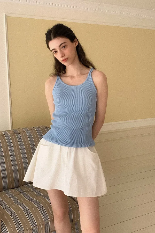 Peony Sleevless T-shirts / Blue