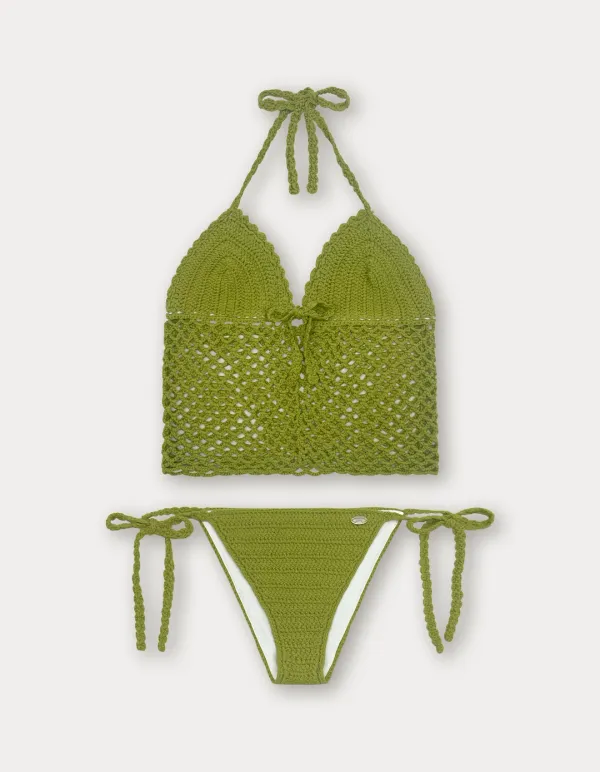 Handmade Mesh Knit Bikini - Olive