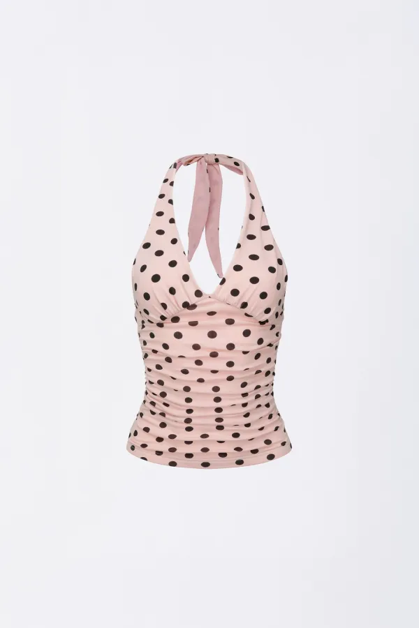 Dot Halter Top Pink