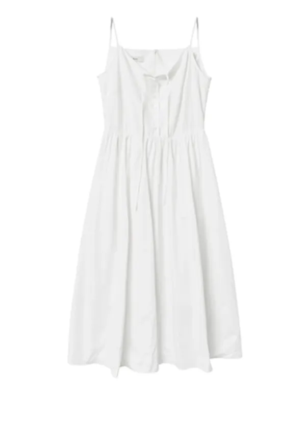 (2COLOR)SIMPLE RIBBON FLARED ONE PIECE