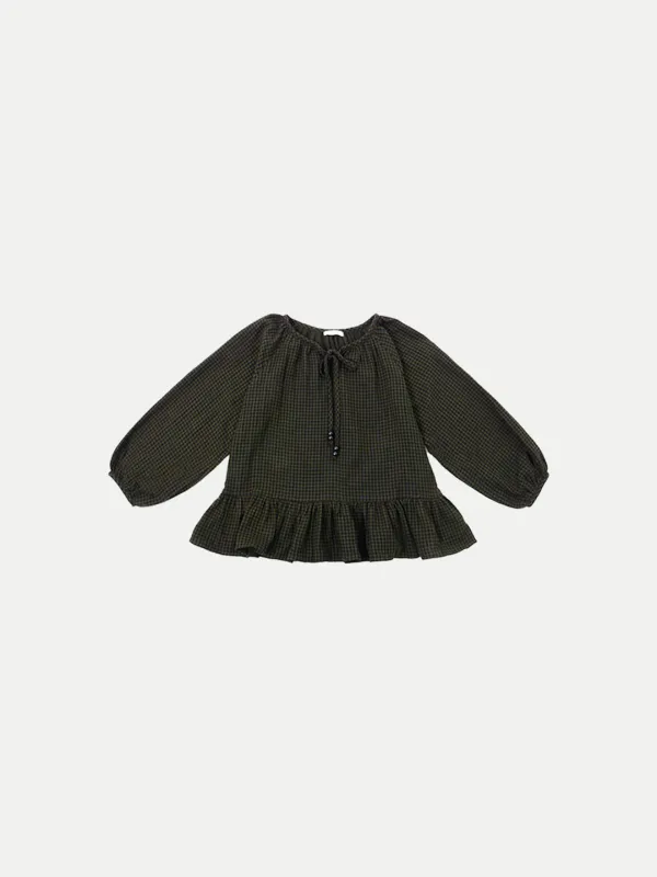 Check WoodBall Blouse Checked Green