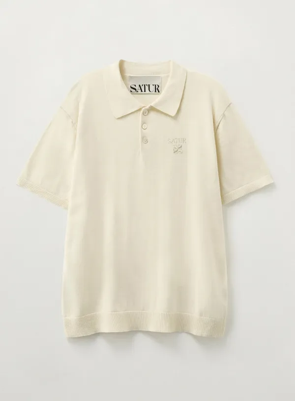 Fine Half Pique Polo Knit - Cream