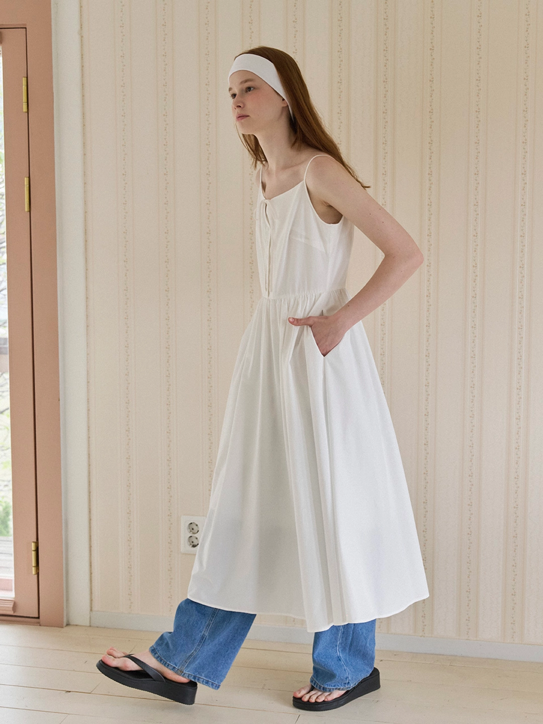 쏘이르 (2COLOR)SIMPLE RIBBON FLARED ONE PIECE 상품 이미지 2