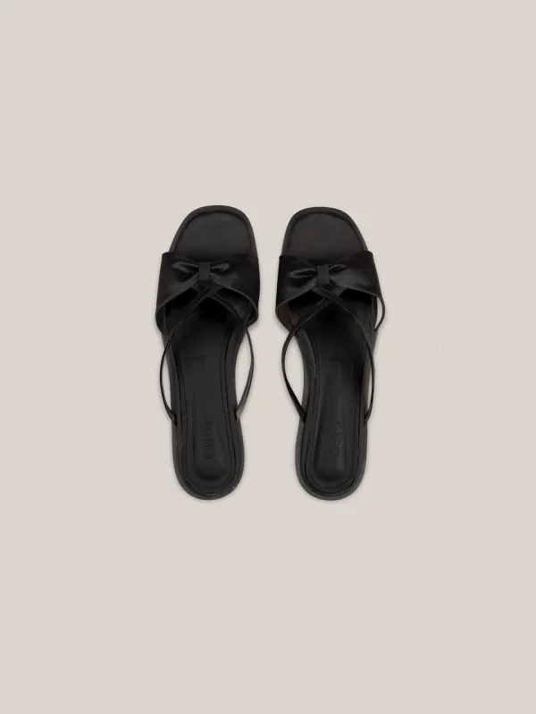 RIBBON SATIN FLIP FLOP [ BLACK ]