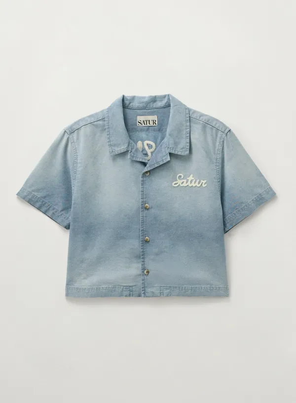 (W) Bon Voyage Denim Shirt - Light Blue