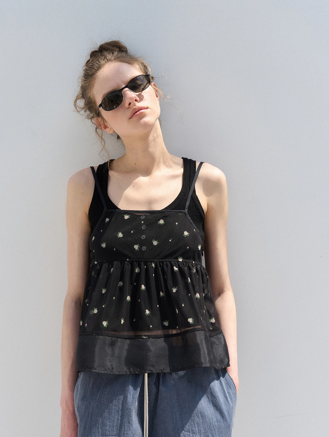 포에토 Ro button knit sleeveless - black 상품 이미지 2