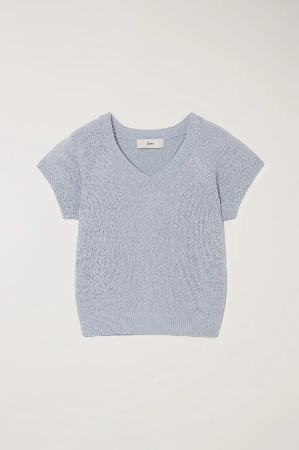 SUMMER LINEN V-NECK KNIT BLUE