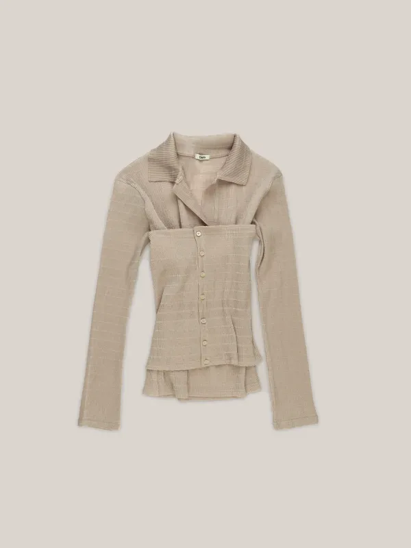 PLEATS LAYERED SHIRTS [ BEIGE ]
