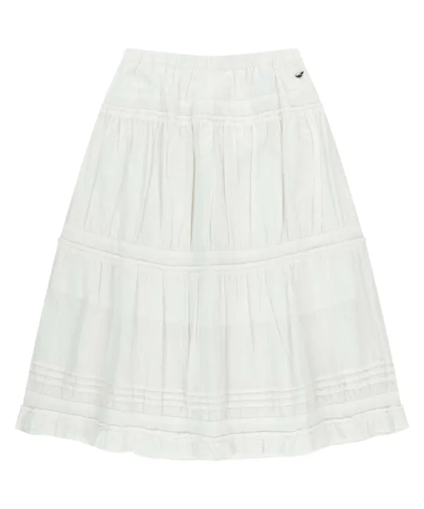 SHIRRING MIDI SKIRT WHITE
