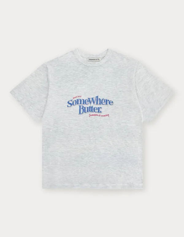 6.12 출고 Shine Wave Logo Over-fit Top - White Melange