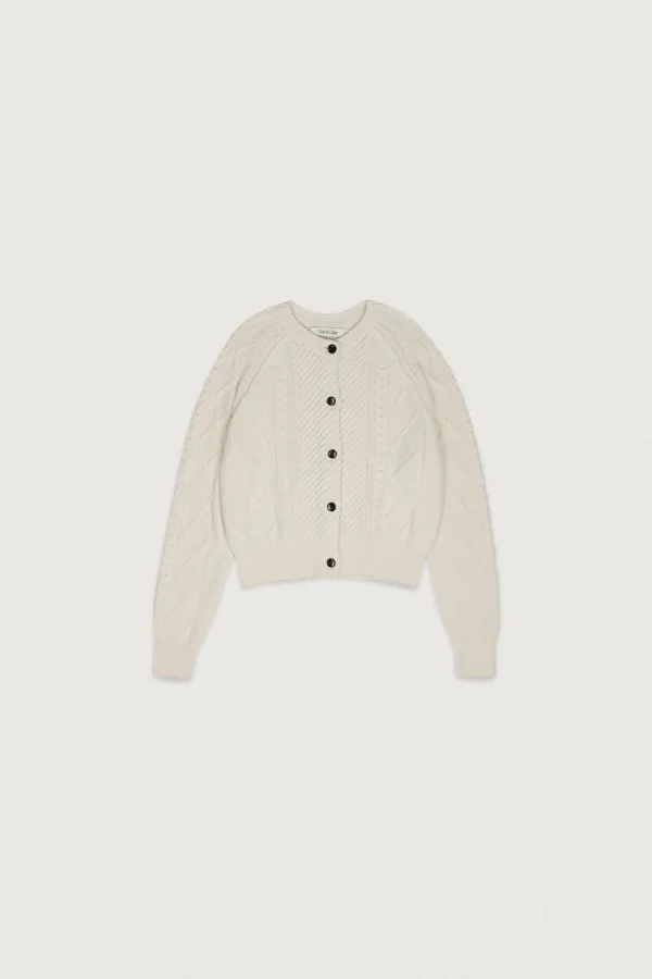 COTTON CABLE KNIT CARDIGAN