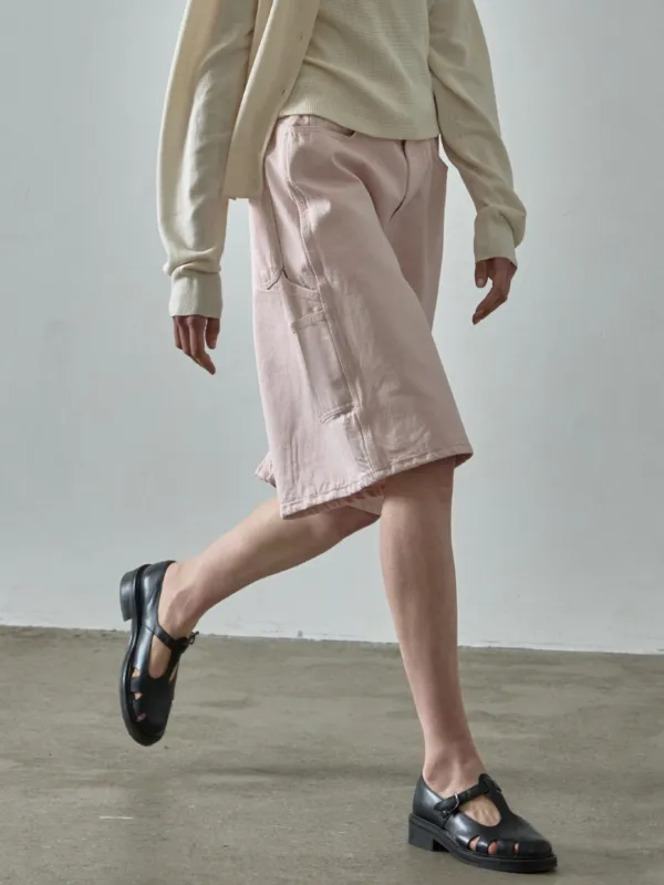 와이드 버뮤다 워크 팬츠_vintage pink