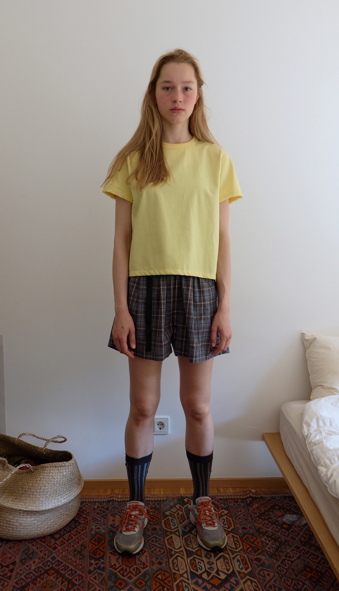 노컨텐츠 196. Check Belt Half Pants _ Charcoal 상품 이미지 1