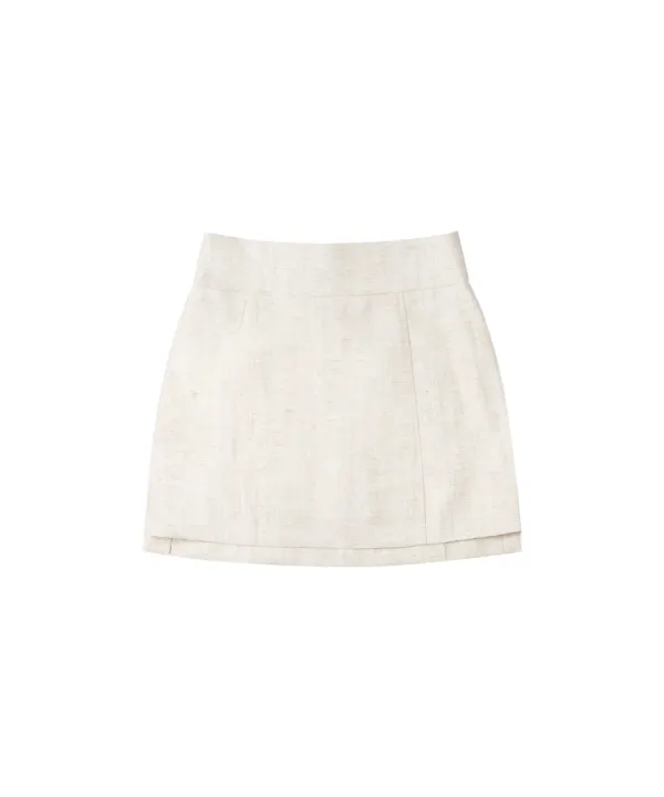 P3236 리넨 마블링 스커트_Beige