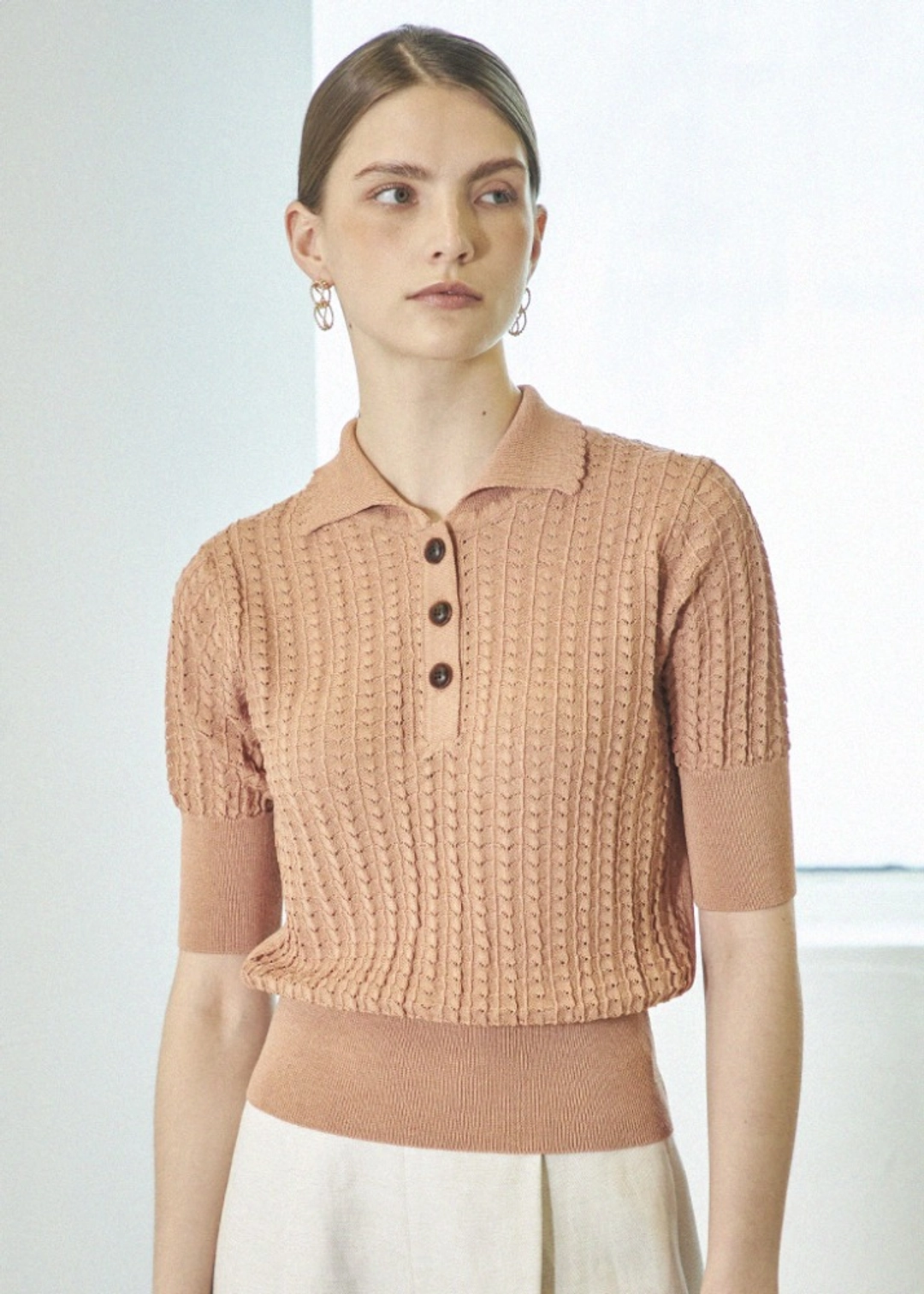 메종드이네스 SUMMER COLLAR KNIT _BROWN 상품 이미지 2