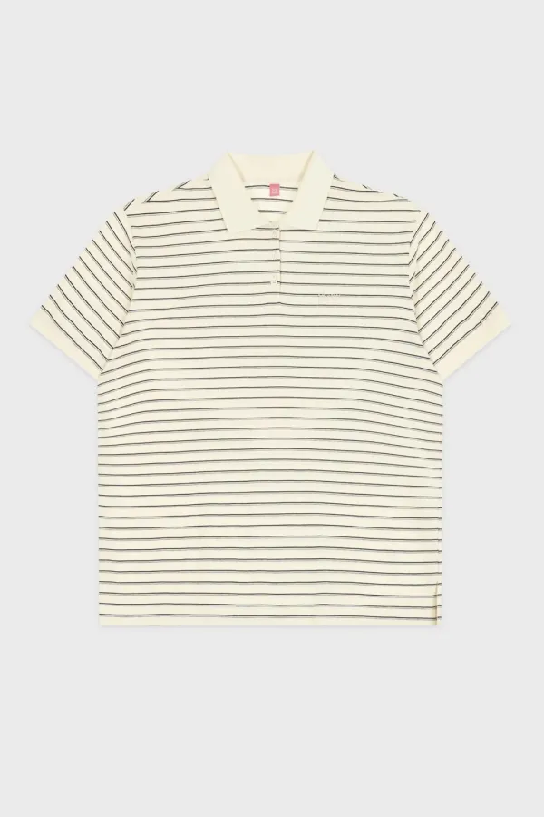Stripe Half Sleeve PK Shirt (Ivory)