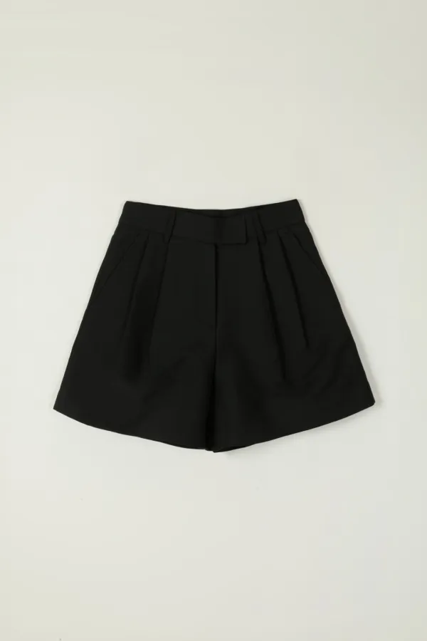 SPREAD PINTUCK SHORT PANTS_BLACK