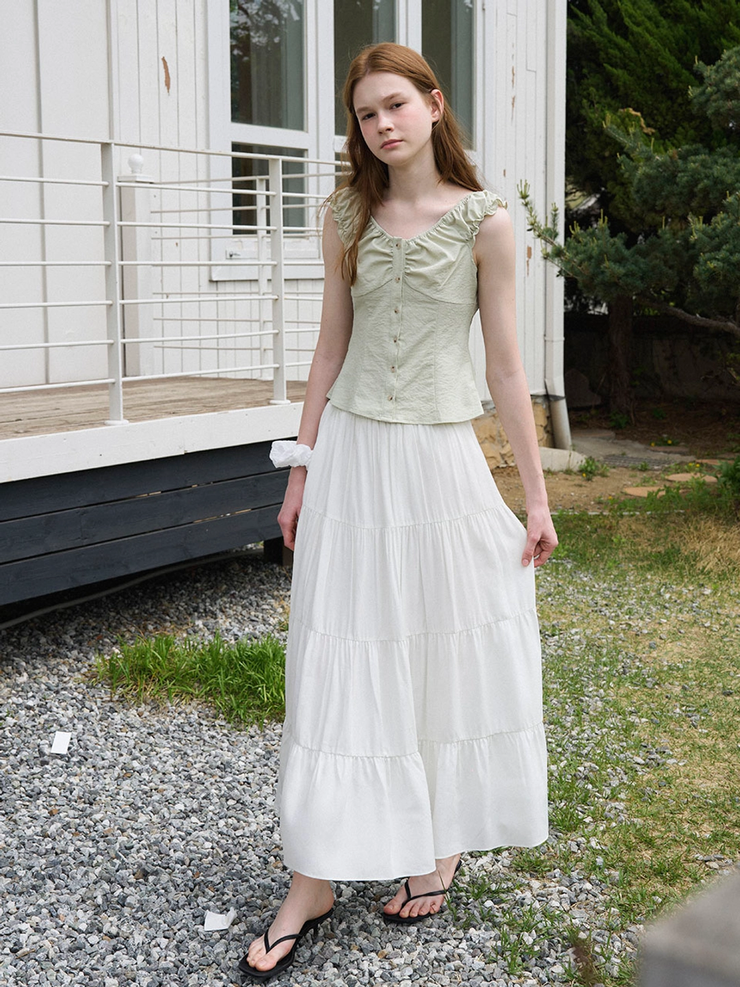 쏘이르 TIERED LONG SKIRT - IVORY 상품 이미지 2