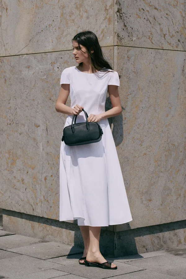 Cap Sleeve Dress[LMBESUDR5807]-White