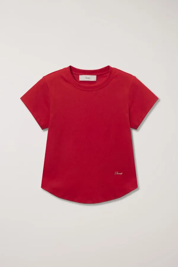 CURVED HEM SLIM-FIT TOP RED