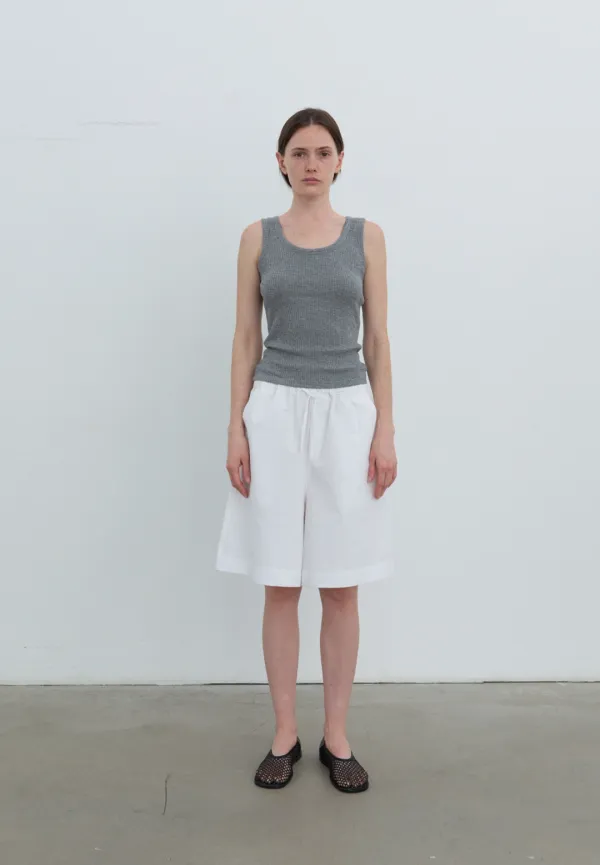Flare bermuda pants (white)